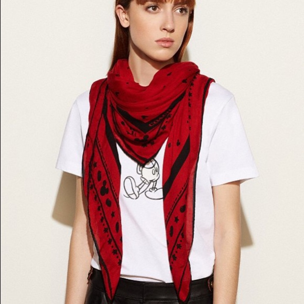 Coach Disney x Mickey Oversized Square Scarf (NWT)